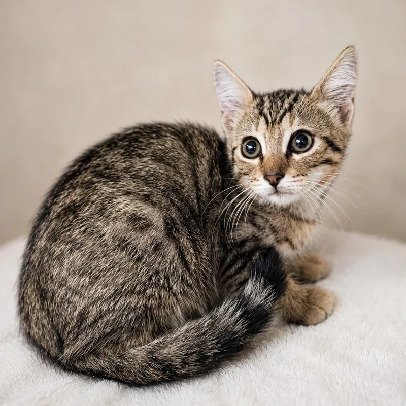 A baby small-sized female Brown / Chocolate Domestic Short Hair cat named Iris for adoption in Sarasota, FL