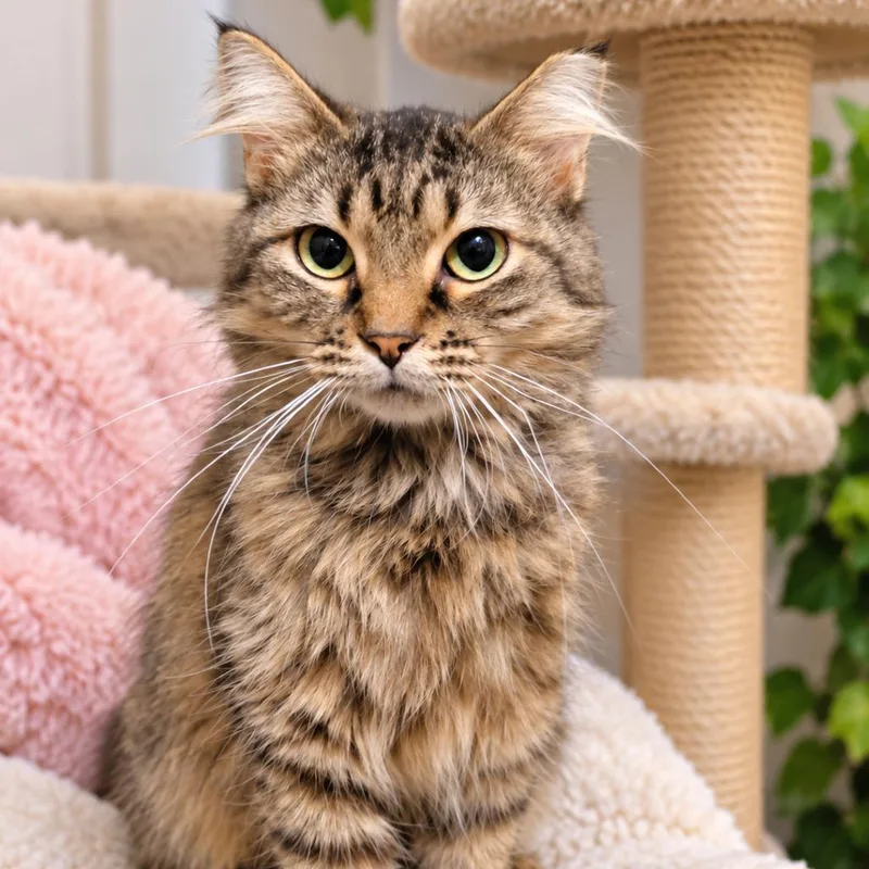An adult small-sized female Brown / Chocolate Domestic Medium Hair cat named Donut Vandiver for adoption in Columbia, MO