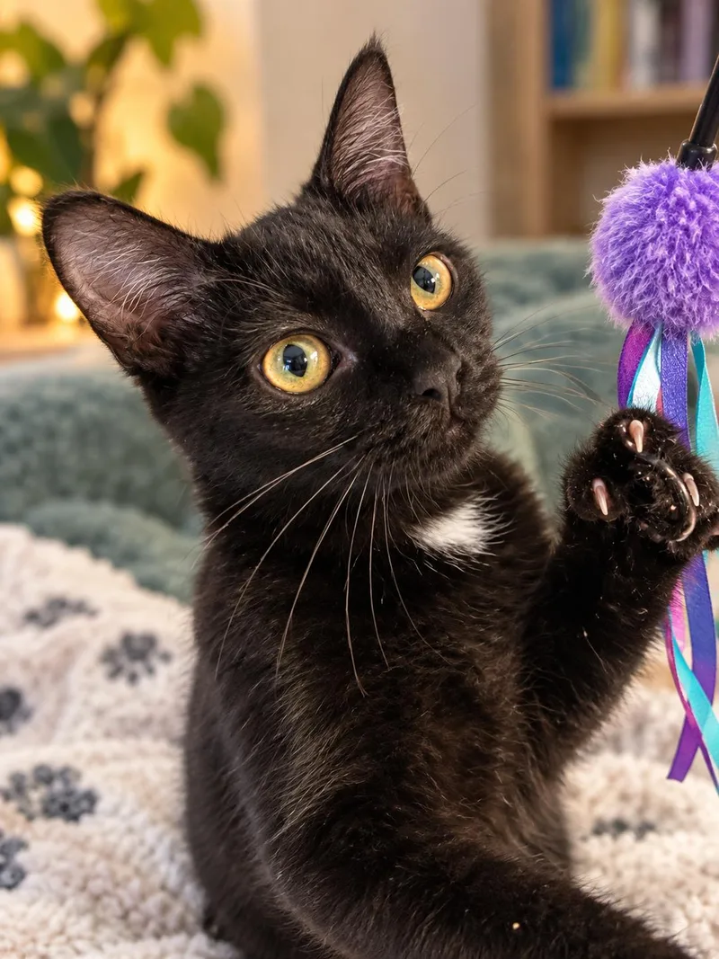 A baby medium-sized female Domestic Short Hair cat named Izzy for adoption in Champaign, IL
