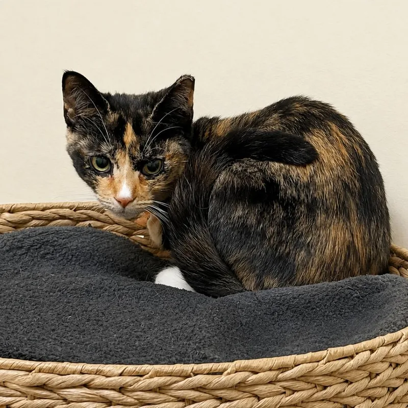 A baby small-sized female Domestic Short Hair cat named Calypso for adoption in Hopewell, VA