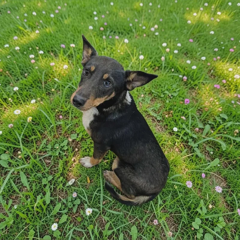 A young medium-sized female Black Mixed Breed dog named Phonics for adoption in Boaz, AL