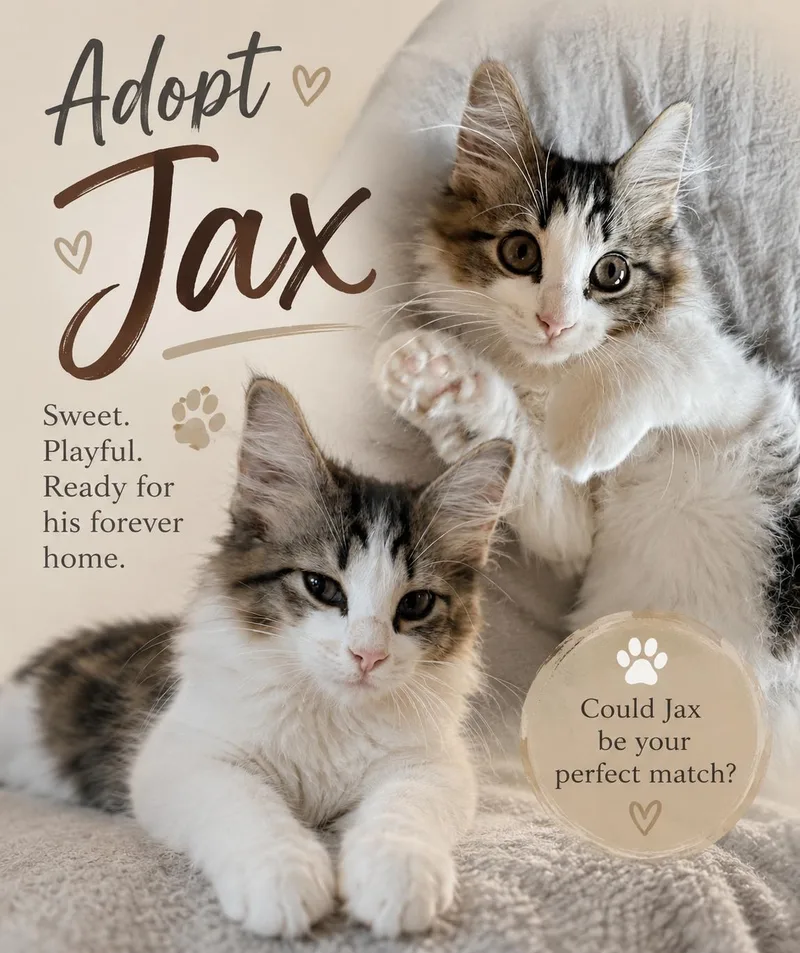 A young small-sized male Domestic Long Hair cat named Jax for adoption in Queen Creek, AZ