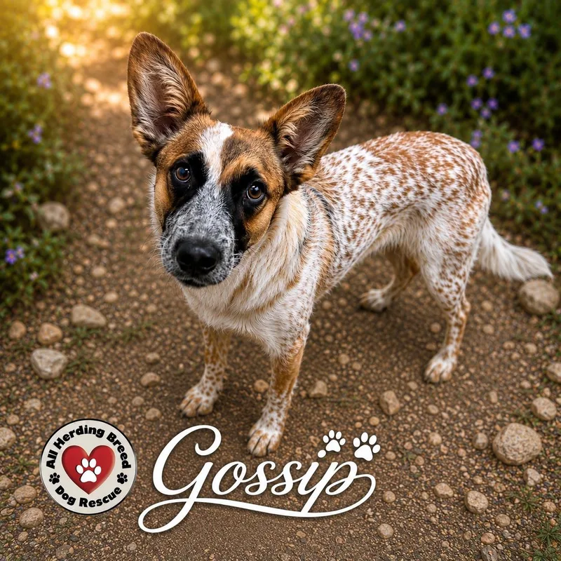 A baby medium-sized female Red / Chestnut / Orange Cattle Dog dog named Gossip for adoption in Joliet, IL