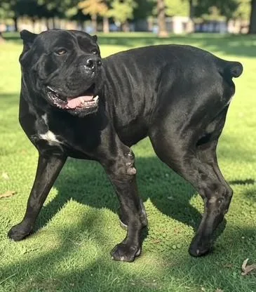 An adult extra large-sized male Black Cane Corso dog named Hansel for adoption in Miller Beach, IN