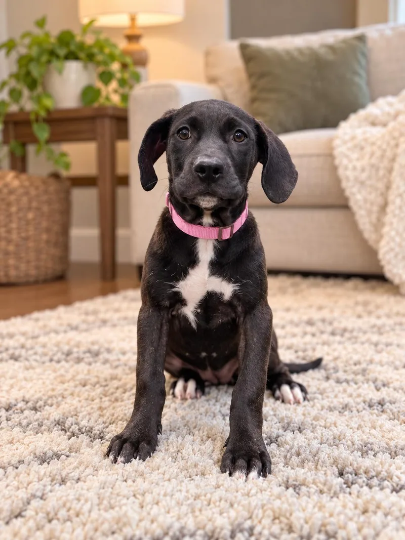A young medium-sized female Labrador Retriever dog named May for adoption in Brenham, TX