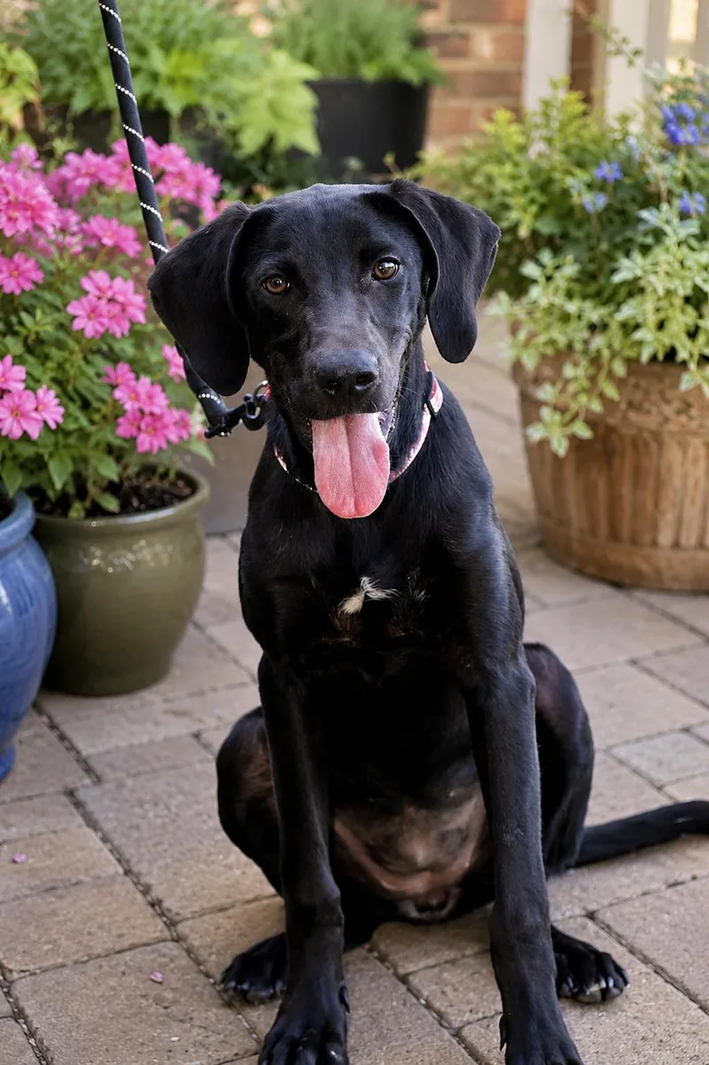 A baby medium-sized female Black Labrador Retriever dog named Sadie for adoption in Willington, CT