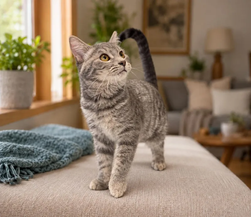 A young medium-sized female Tabby (Gray / Blue / Silver) Tabby cat named Foggi for adoption in Marion, IN