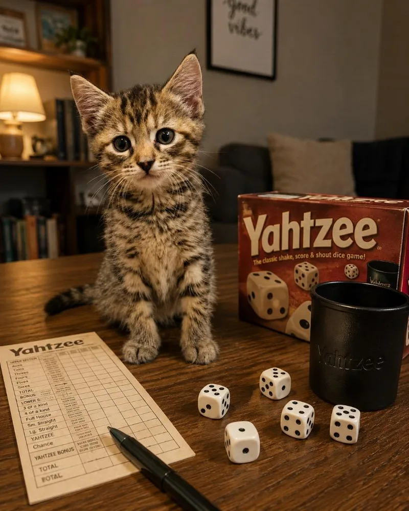 A baby medium-sized female Domestic Short Hair cat named Yahtzee for adoption in Claremore, OK
