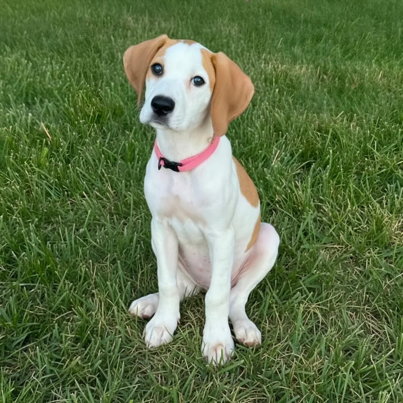 A baby medium-sized male White / Cream Mixed Breed dog named Maui for adoption in Huntsville, AL