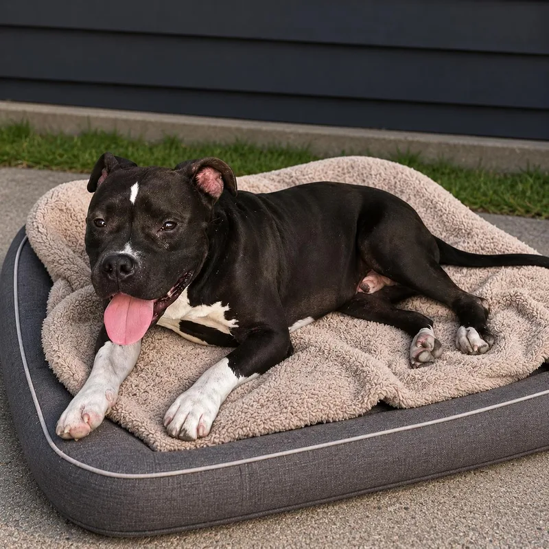 A young large-sized male Black Pit Bull Terrier dog named Bear for adoption in Houston, TX