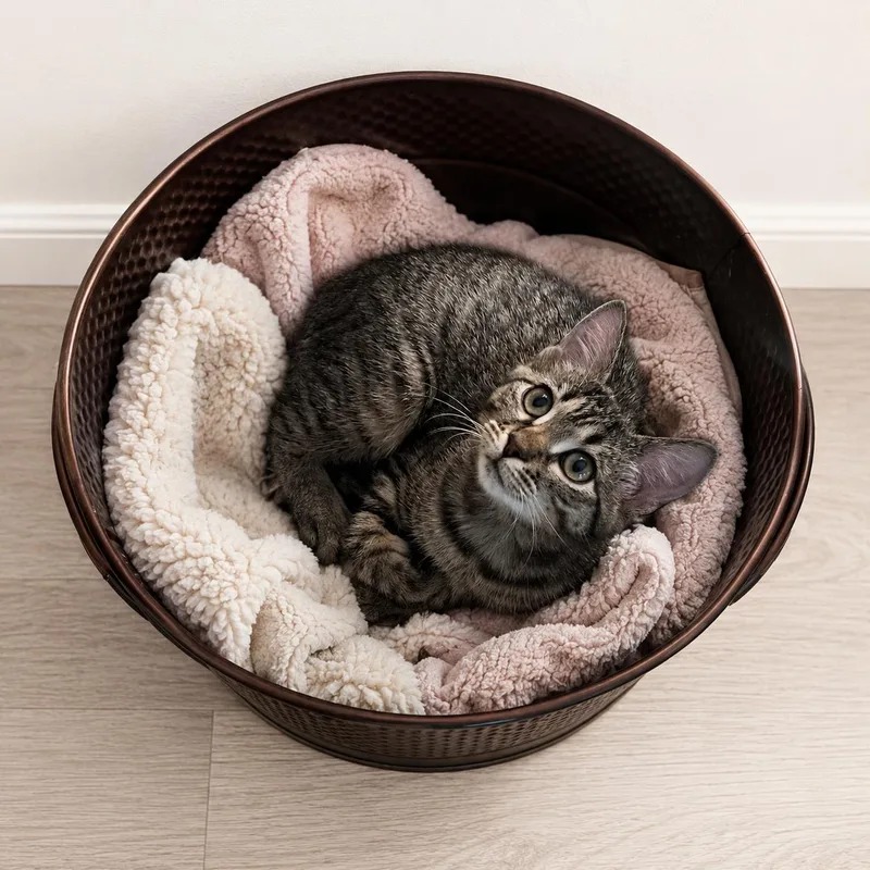 A baby medium-sized female Tabby (Brown / Chocolate) Tabby cat named Tayzee for adoption in Hillsboro, TX