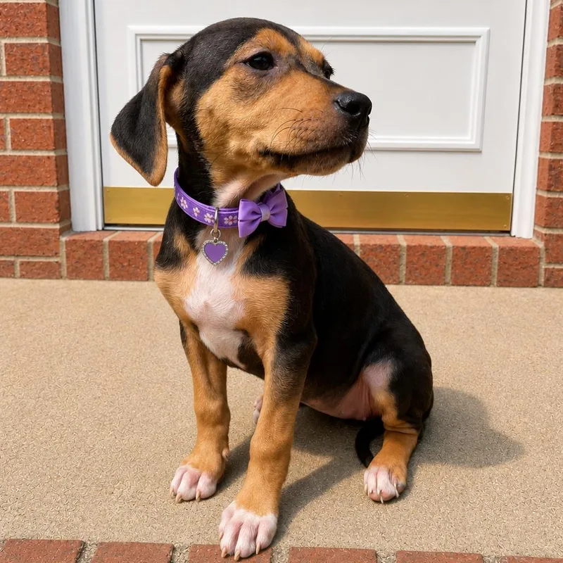 A baby small-sized female Black Mixed Breed dog named Oklahoma for adoption in Fredericksburg, VA