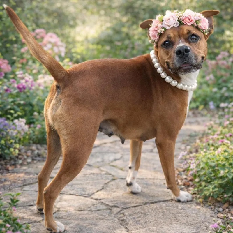 An adult medium-sized female Brown / Chocolate Boxer dog named Melany for adoption in Houston, TX