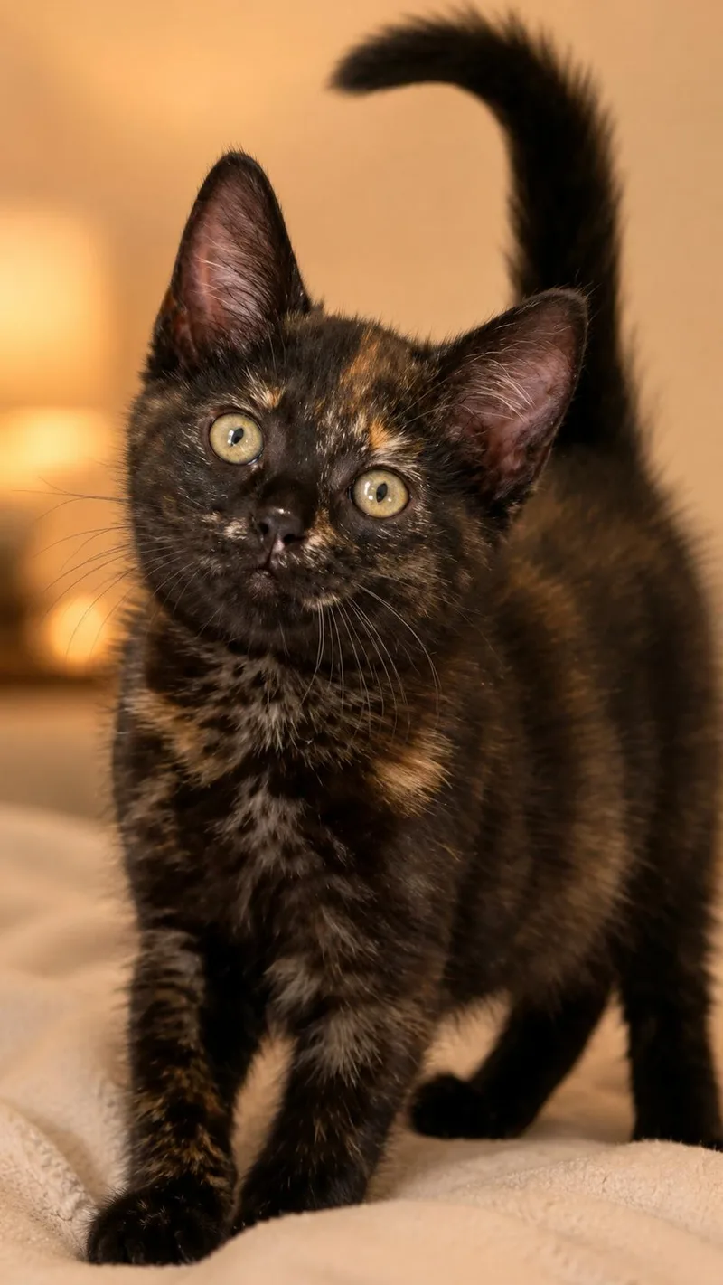 A baby medium-sized female Tortoiseshell Domestic Short Hair cat named Ember for adoption in Detroit, MI