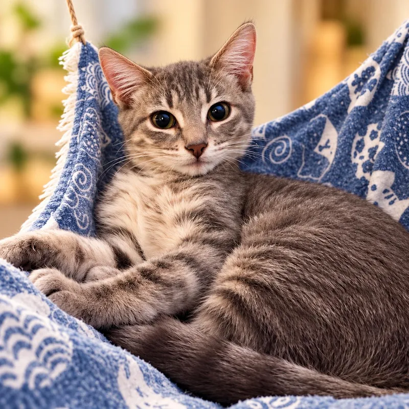 A baby medium-sized female Tabby (Gray / Blue / Silver) Tabby cat named Charlotte for adoption in Churchville, PA