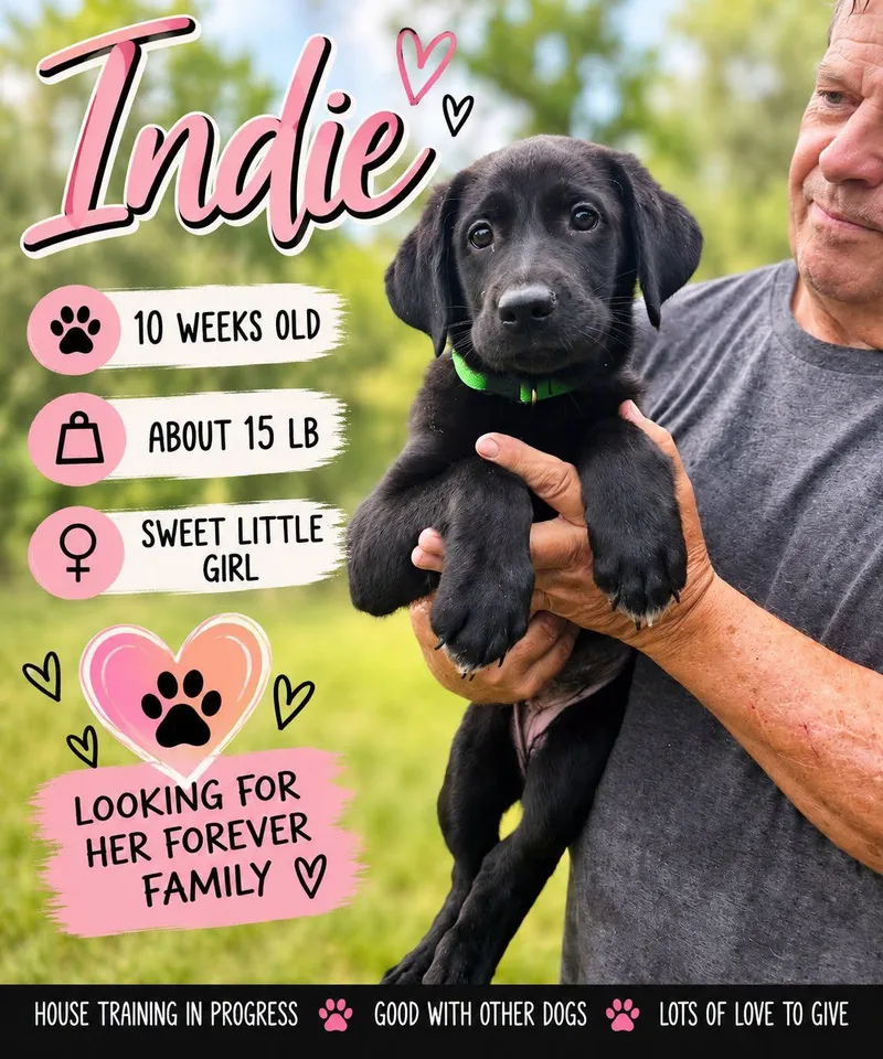 A baby medium-sized female Labrador Retriever dog named Indie for adoption in Fort Worth, TX