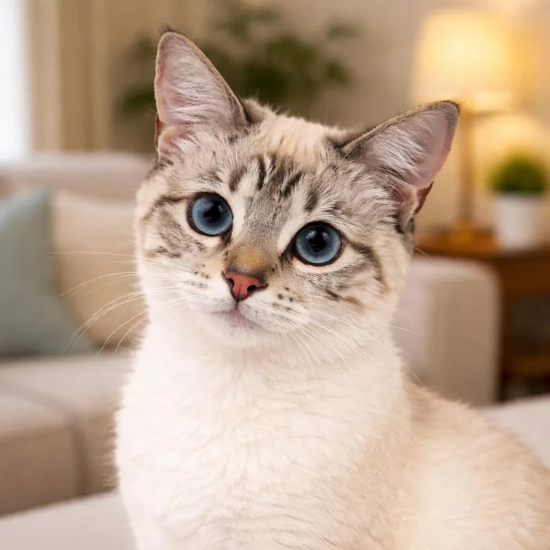 A young medium-sized female White Siamese cat named Clytie — Effortlessly Beautiful for adoption in Hillsboro, TX