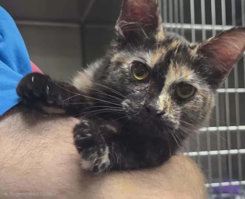 A baby small-sized female Domestic Medium Hair cat named Coco for adoption in Hillsdale, IN