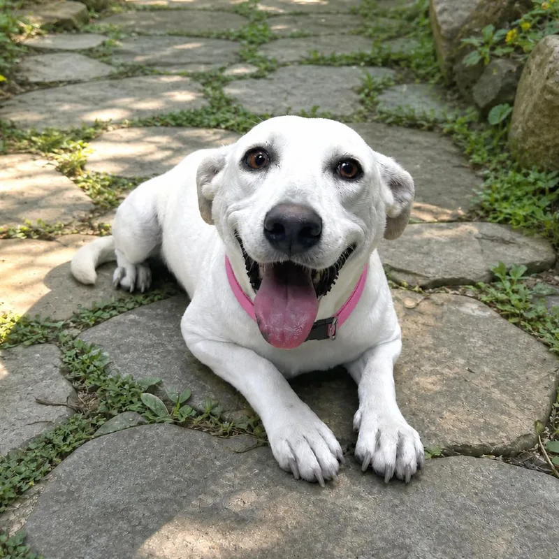 A young medium-sized female White / Cream Labrador Retriever dog named Dumpling for adoption in Boerne, TX