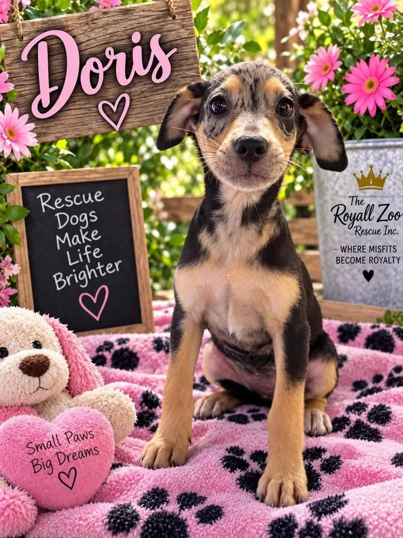 A baby large-sized female Catahoula Leopard Dog dog named Doris for adoption in New London, WI