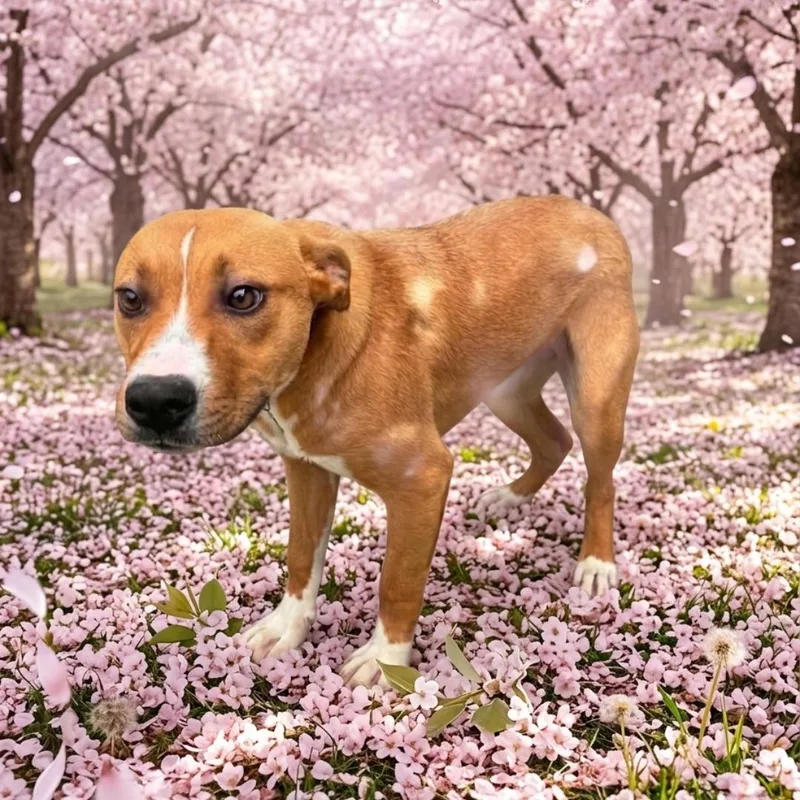A young medium-sized female Golden Beagle dog named Cherry for adoption in Lancaster, KY