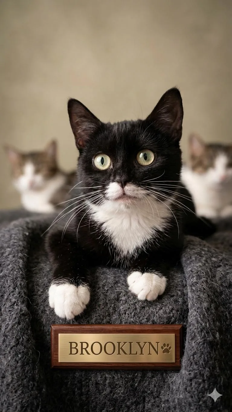 A baby small-sized female Black & White / Tuxedo American Shorthair cat named Brooklyn for adoption in East Orange, NJ