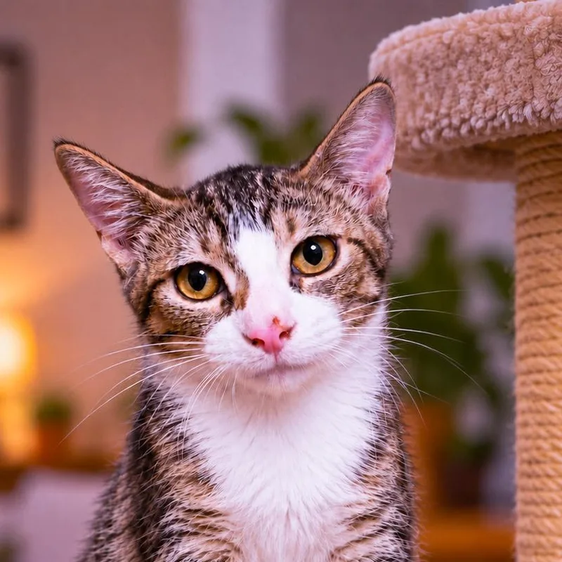 A baby medium-sized female Tabby (Buff / Tan / Fawn) Domestic Short Hair cat named Valkrie S for adoption in Fresno, CA
