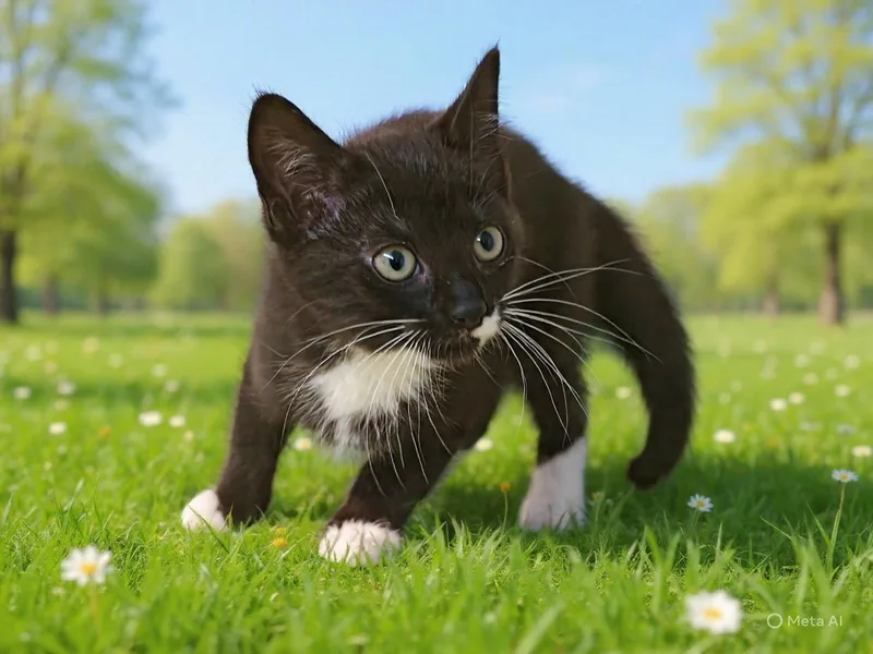 A baby medium-sized female Black & White / Tuxedo Domestic Short Hair cat named Delylah for adoption in Talladega, AL