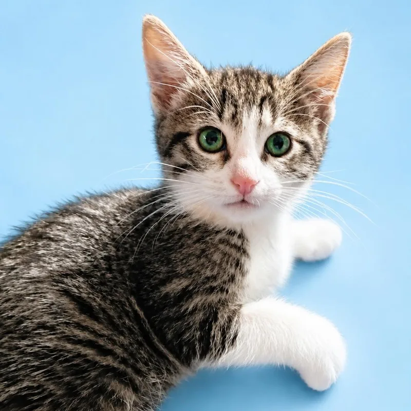 A baby small-sized male Tabby (Buff / Tan / Fawn) Domestic Short Hair cat named Ledger for adoption in Charlotte, NC