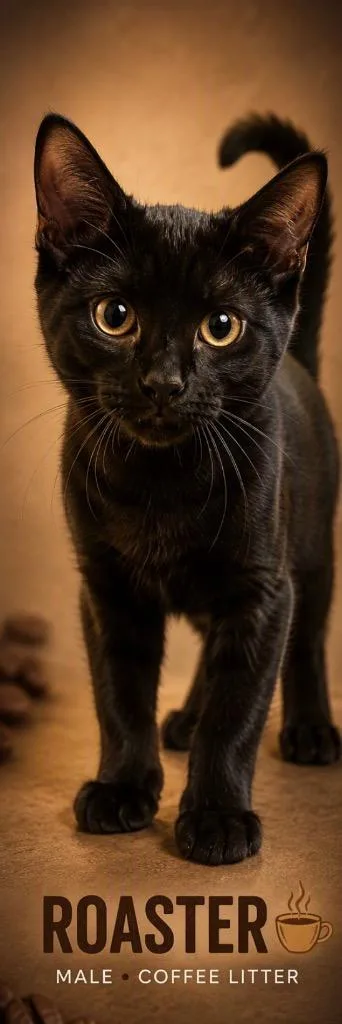 A baby medium-sized male Domestic Short Hair cat named Roaster for adoption in St. Albans, VT