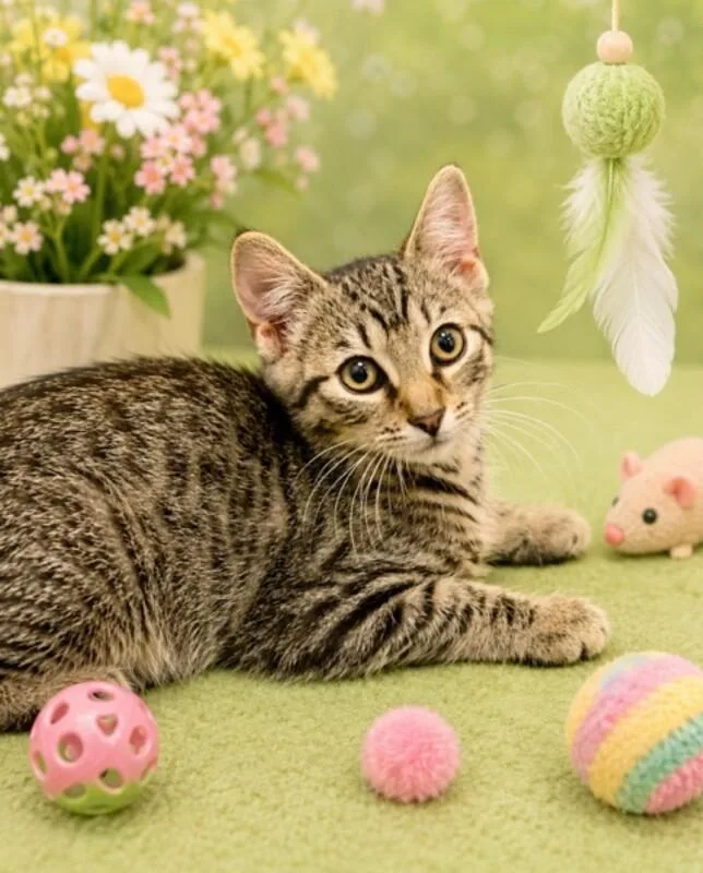 A young medium-sized female Tabby (Brown / Chocolate) Domestic Short Hair cat named Maisy for adoption in North Babylon, NY