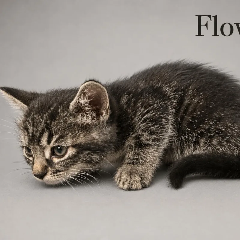 A baby small-sized female Brown / Chocolate Domestic Short Hair cat named Flower for adoption in Tustin, CA