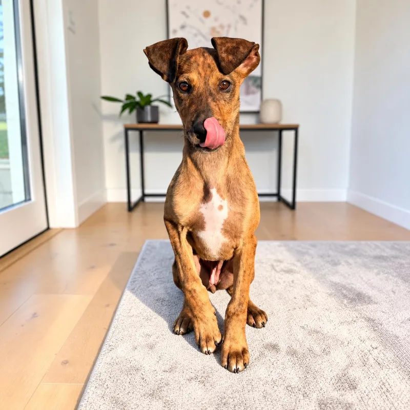 A baby medium-sized female Brindle Doberman Pinscher dog named Bloom for adoption in Fort Worth, TX