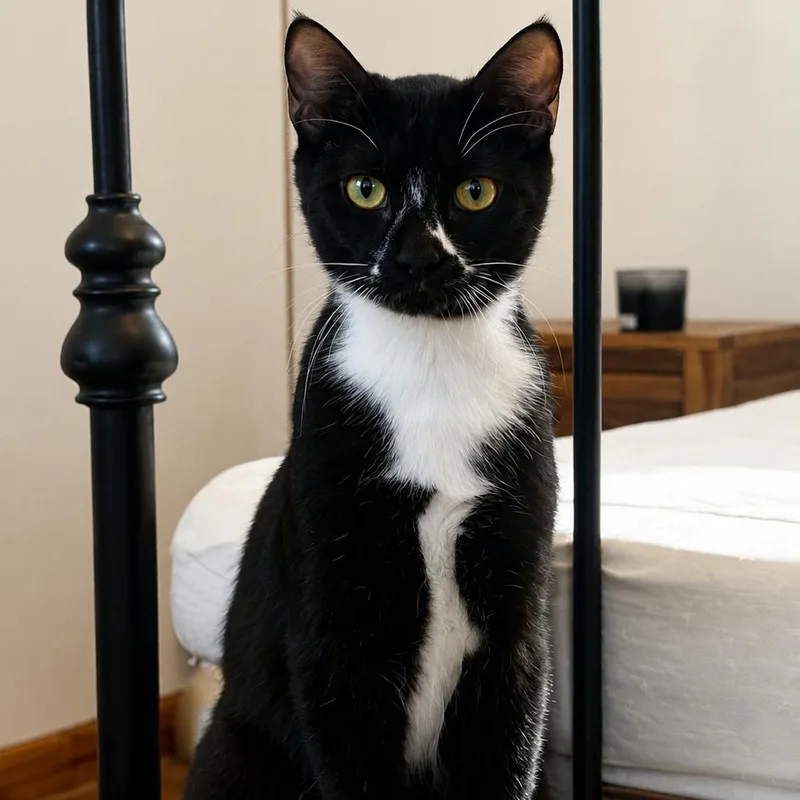 A young small-sized male Black Domestic Short Hair cat named Catari for adoption in Lutz, FL