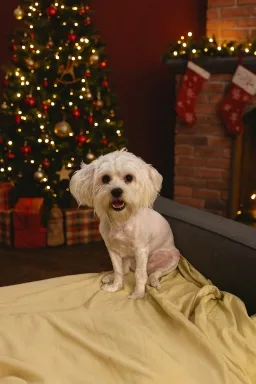 An adult small-sized female white Shih poo dog named Noel for adoption in Orange, CA