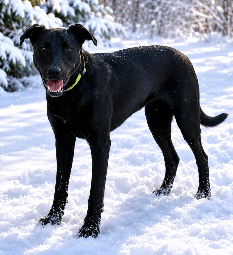 A young medium-sized male Black Terrier dog named Harley for adoption in Burleson, TX