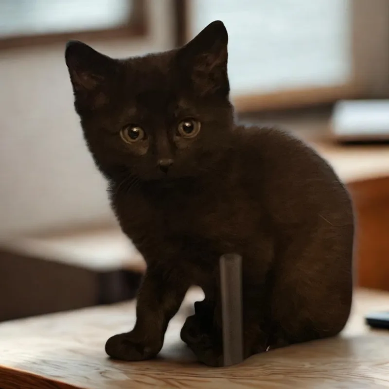A baby medium-sized male Black Domestic Short Hair cat named Twisted Fork for adoption in Dallas, TX