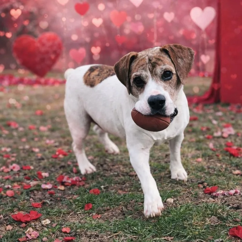 A senior medium-sized male White / Cream Beagle dog named Hercules for adoption in Justin, TX