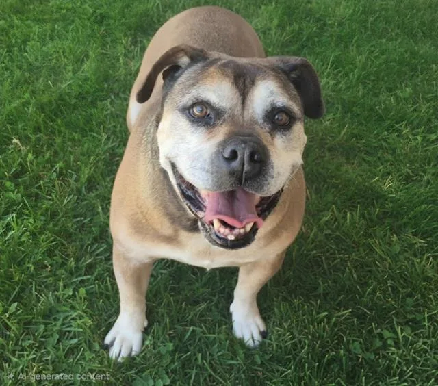 A senior medium-sized female Boxer dog named Betsy for adoption in Albuquerque, NM