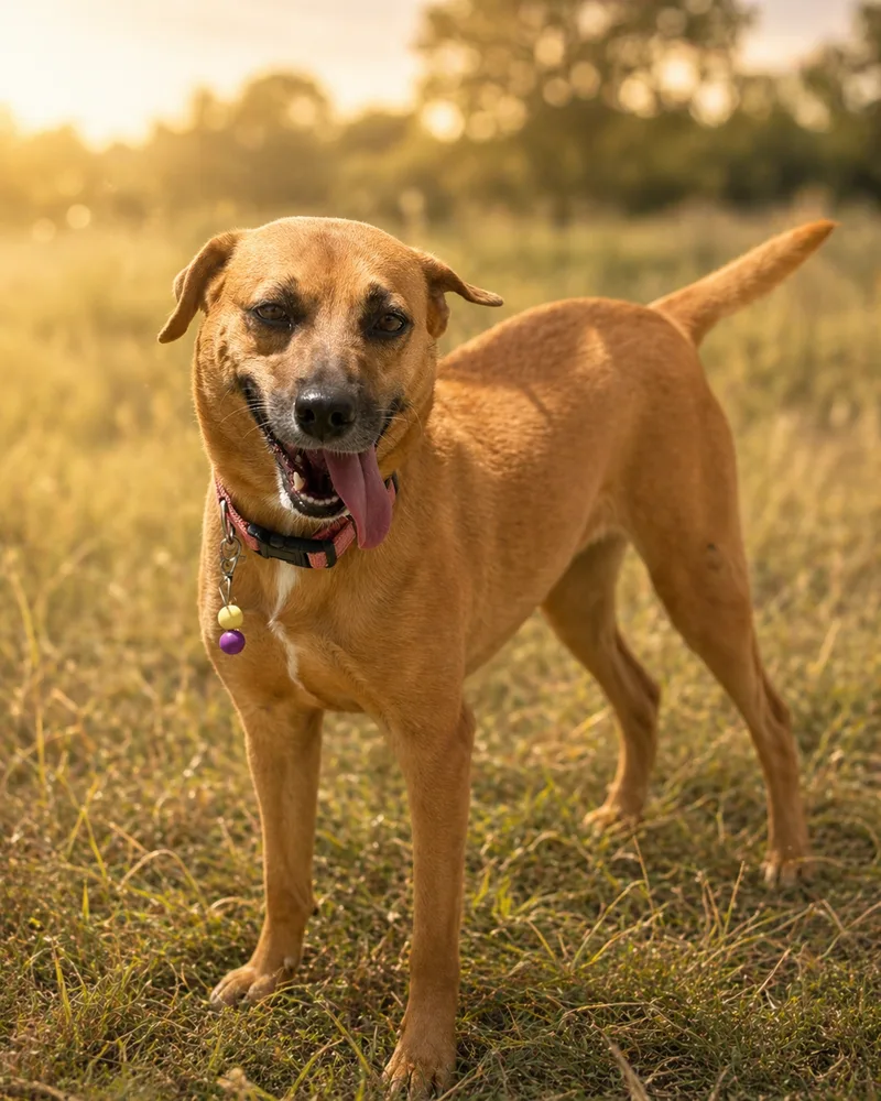 A young medium-sized female beige Mixed Breed dog named Siri for adoption