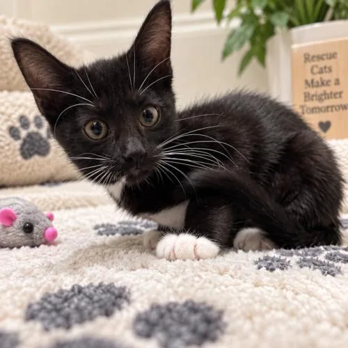 A baby small-sized male Domestic Short Hair cat named Ghosty for adoption in Coachella, CA