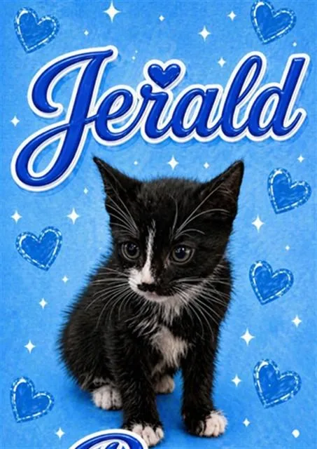 A baby small-sized male Domestic Short Hair cat named Jerald for adoption in Statesville, NC
