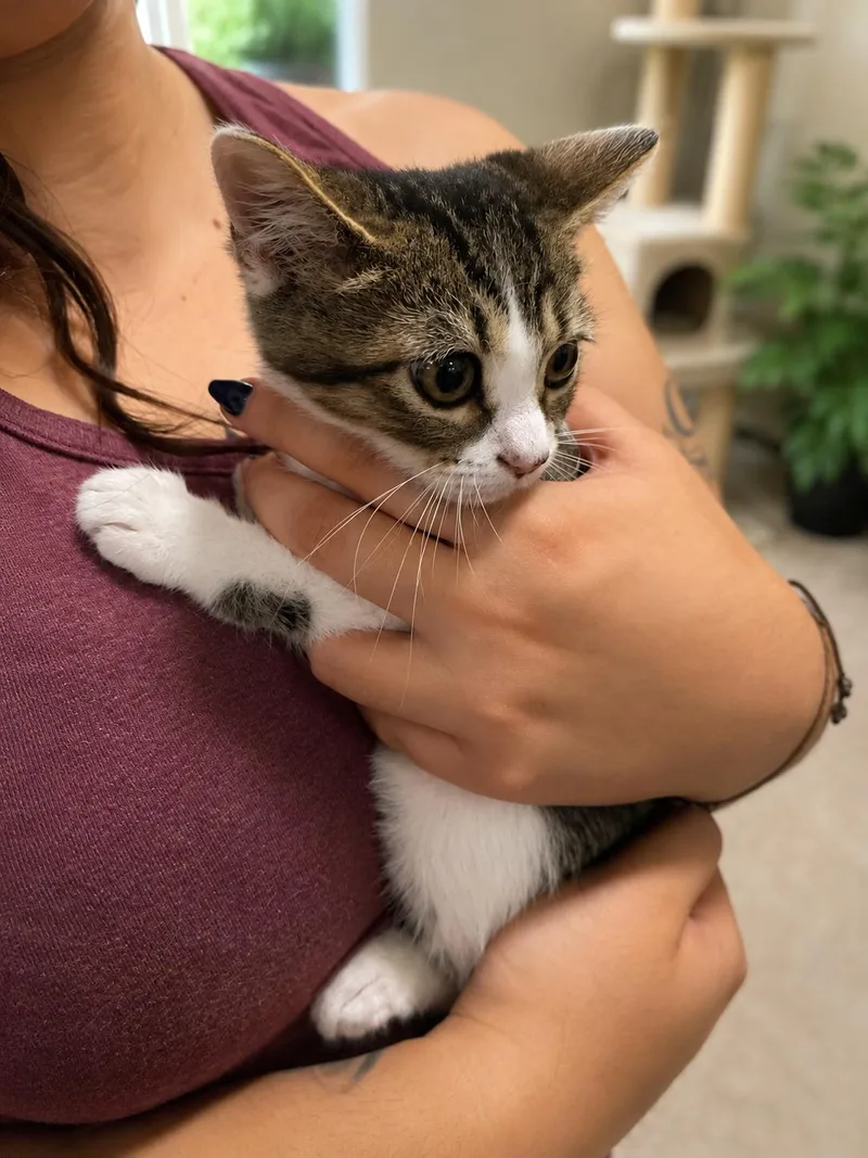 A baby small-sized female Domestic Short Hair cat named Rabbit for adoption in Rio Linda, CA