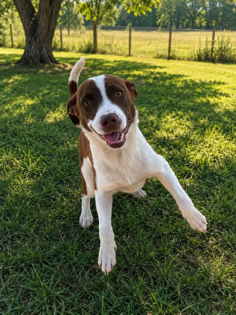 A young medium-sized female Brown Mixed Breed dog named Mary Puppins for adoption