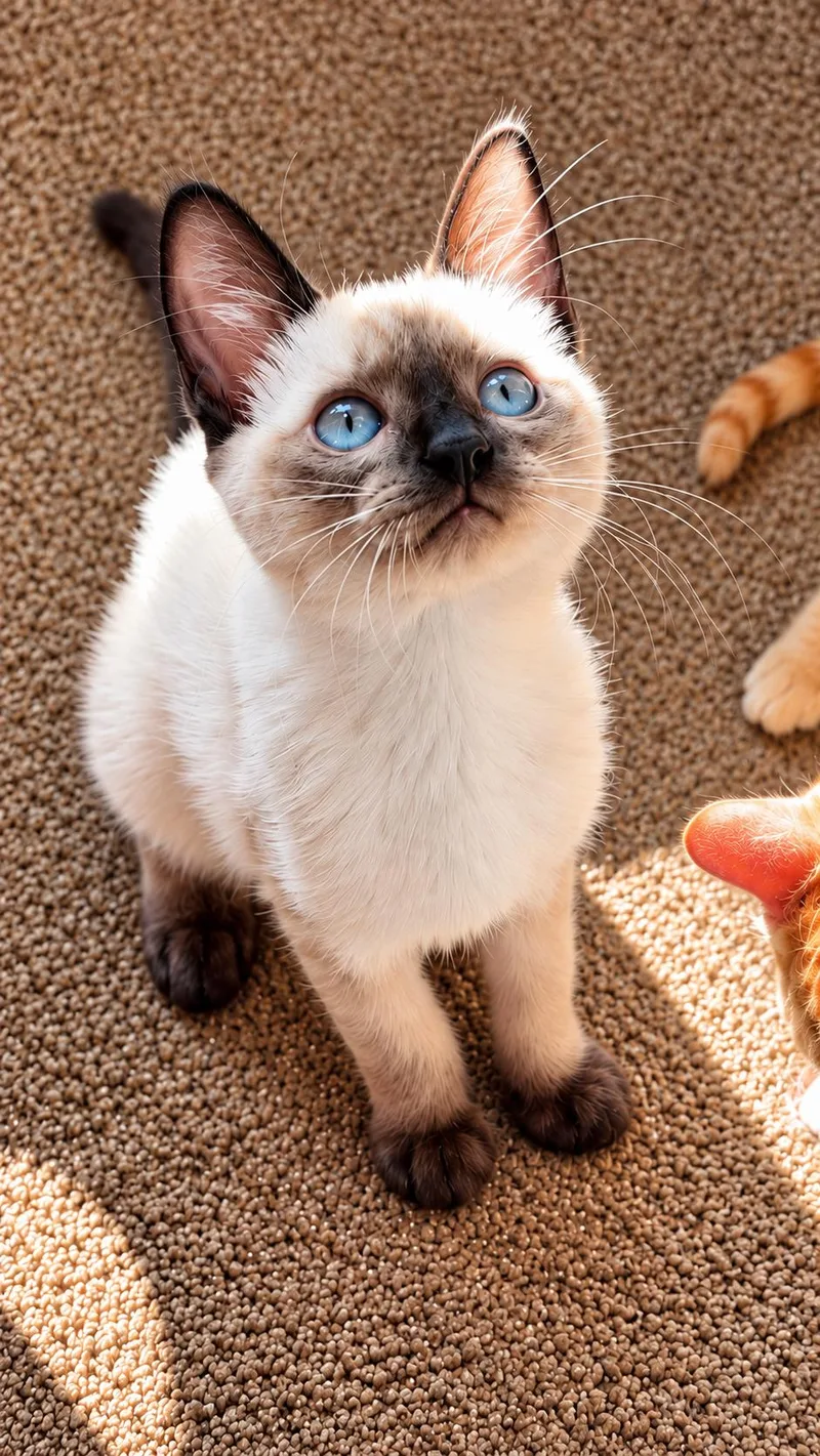 A baby medium-sized female Seal Point Siamese cat named Daisy for adoption in Fresno, CA