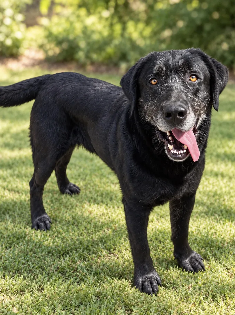 A senior extra large-sized male Black Labrador Retriever dog named Arlo for adoption in Albuquerque, NM