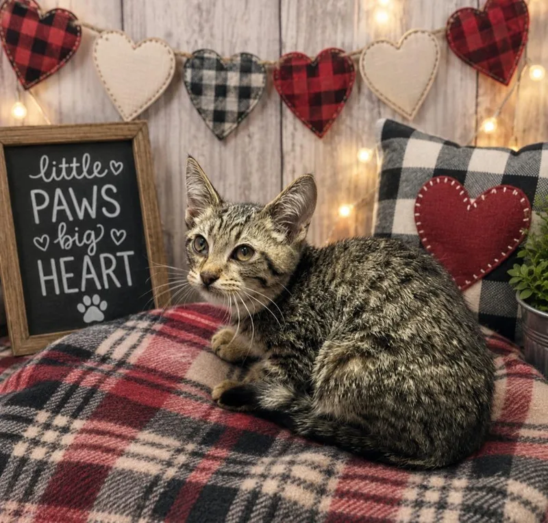 A baby small-sized male Domestic Short Hair cat named Calvin for adoption in Washington Court House, OH