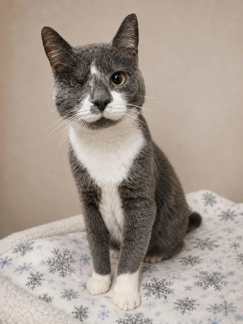 An adult medium-sized female Gray / Blue / Silver Domestic Short Hair cat named Raya for adoption in Greensburg, PA