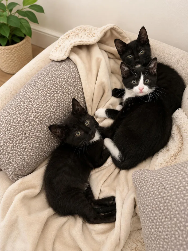 A baby medium-sized male Black & White / Tuxedo Domestic Short Hair cat named Baby Boy for adoption in Santa Cruz, CA