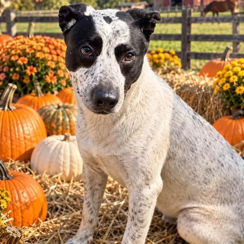 A young medium-sized male Harlequin Australian Cattle Dog / Blue Heeler dog named Rog for adoption in Williston, VT